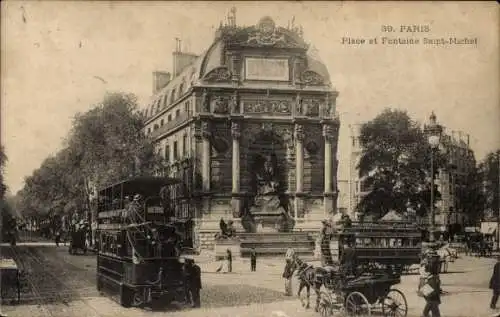 Ak Paris V, Place und Fontaine St-Michel