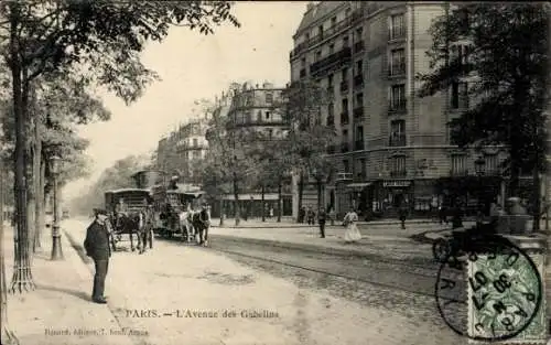 Ak Paris V, Avenue des Gobelins, Pferdebahn