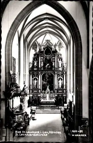 Ak Bad St. Leonhard im Lavanttal Kärnten, St. Leonhardskirche, Innenansicht