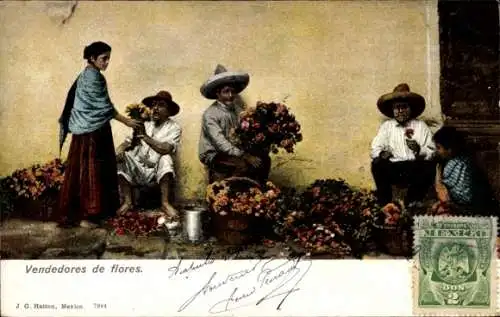 Ak Mexiko, Blumenverkäufer