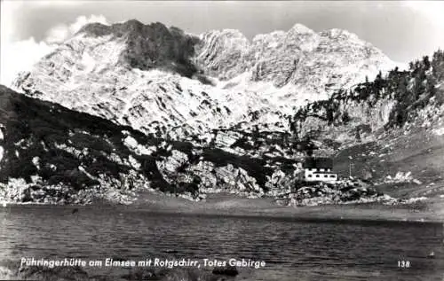 Ak Wels in Oberösterreich, Pühringerhütte am Elmsee mit Rotgeschirr, Totes Gebirge