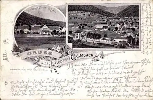 Ak Calmbach Bad Wildbad im Schwarzwald, Gesamtansicht, Gasthaus Pension zur Sonne