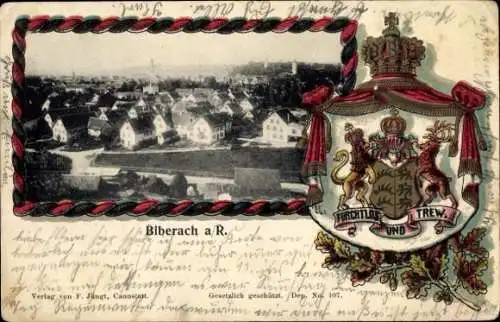 Präge Wappen Ak Biberach an der Riß in Oberschwaben, Totalansicht