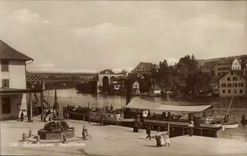 Ak Schaffhausen am Rhein Schweiz, Schifflände