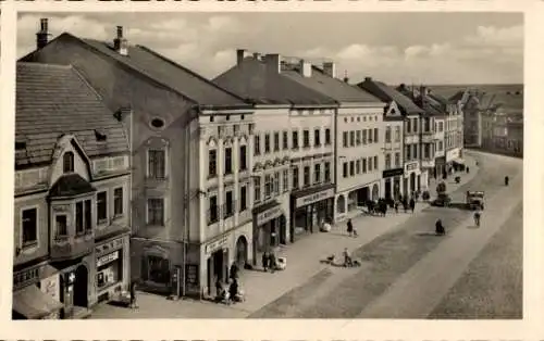 Ak Vyškov Wischau Südmähren, Marktplatz, Geschäfte