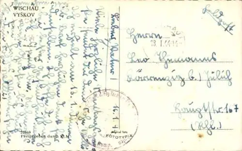 Ak Vyškov Wischau Südmähren, Marktplatz, Geschäfte