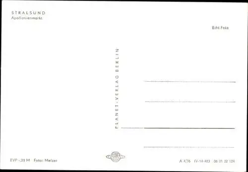 Ak Stralsund in Vorpommern, Apollonienmarkt, Straßenszene, Geschäfte, Reklame