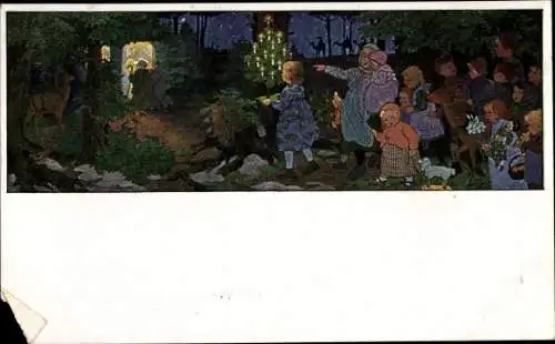 Künstler Ak Caspari, Gertrud, Glückwunsch Weihnachten, Weihnachtsglück, Kinder, Tannenbaum