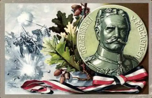 Ak Generaloberst August von Mackensen, Kaiserliche Fahne, Schlacht