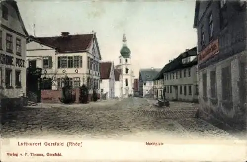 Ak Gersfeld in der Rhön Hessen, Marktplatz, Gasthaus Krone Post