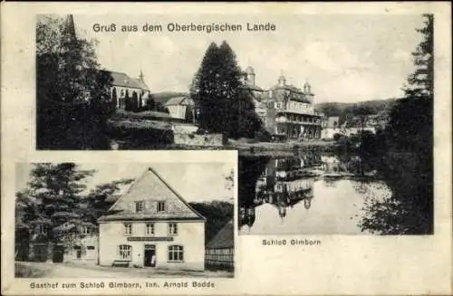 Ak Gimborn Marienheide im Bergischen Land, Schloss, Gasthof