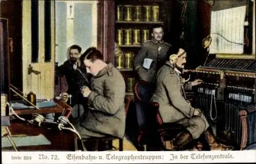 Ak Eisenbahn- und Telegraphentruppen, Telefonzentrale