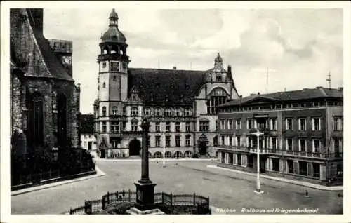 Ak Köthen in Anhalt, Rathaus, Kriegerdenkmal