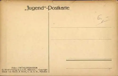 Jugendstil Künstler Ak Fidus, Frühlingsodem, nacktes Paar, Umarmung