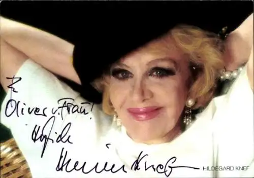 Ak Schauspielerin und Sängerin Hildegard Knef, Portrait, Autogramm