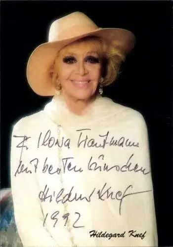 Ak Schauspielerin und Sängerin Hildegard Knef, Portrait, Autogramm
