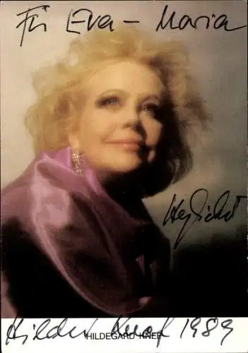 Ak Schauspielerin und Sängerin Hildegard Knef, Portrait, Autogramm