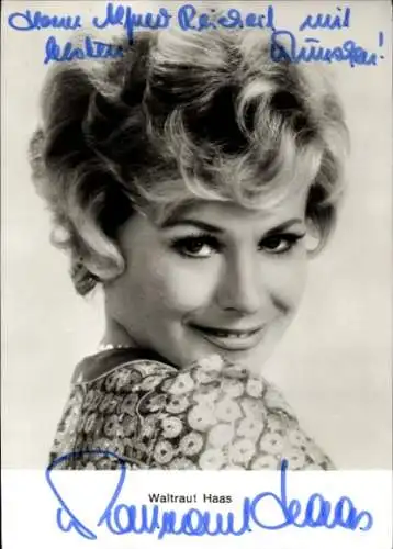 Ak Schauspielerin  und Sängerin Waltraut Haas, Portrait, Autogramm