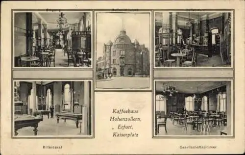 Ak Erfurt in Thüringen, Kaffeehaus Hohenzollern, Kaiserplatz, Billard