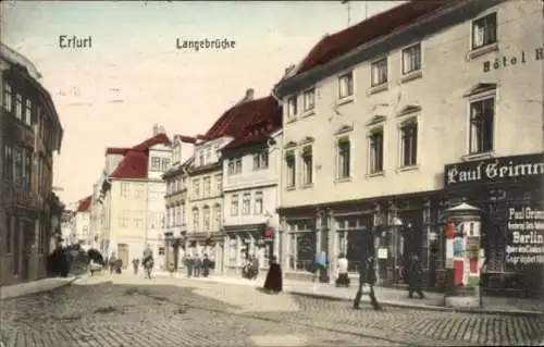 Ak Erfurt in Thüringen, Straßenpartie, Langebrücke, Geschäft Paul Grimm