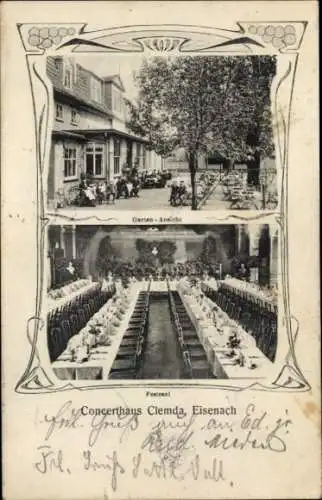 Ak Lutherstadt Eisenach in Thüringen, Konzerthaus Clemda, Garten, Festsaal