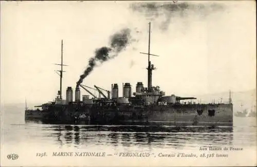 Ak Französisches Kriegsschiff, Marine Militaire, Le Vergniaud, Cuirasse d'Escadre