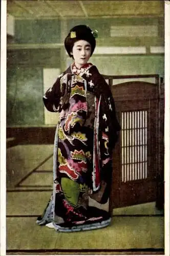 Ak Japan, Japanerin im Kimono, Portrait