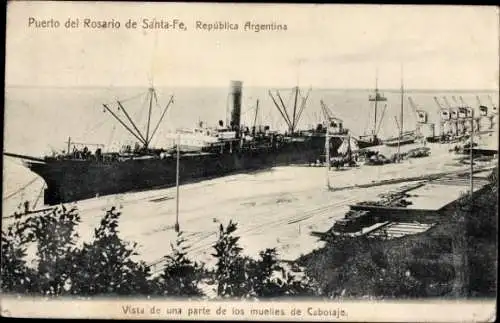 Ak Santa Fé Argentinien, Puerto des Rosaria de Santa Fe, Vista de una parte de los muelies