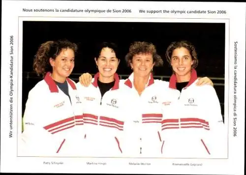 Ganzsachen Ak Olympische Spiele, Kandidatur Sion 2006, Fahne, Patty Schnyder, Martina Hingins