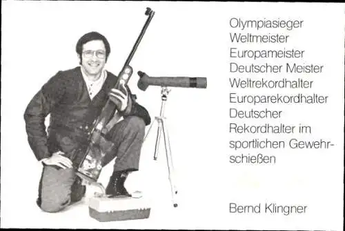 Ak Bernd Klinger, Deutscher Rekordhalter im sportlichen Gewehrschießen