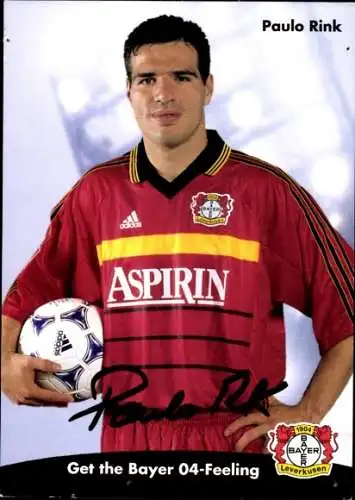 Autogrammkarte Fußballspieler Paulo Rink, Bayer Leverkusen, Autogramm
