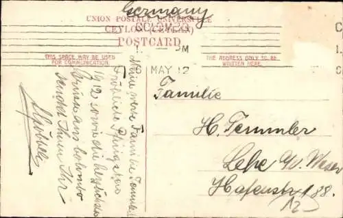 Ak Colombo Sri Lanka, Straßenansicht des General Post Office, Pferdekutschen