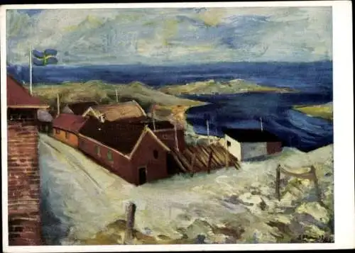 Künstler Ak Mann, Albert, Landschaft in Schweden, Künstler-Hilfswerk 1937