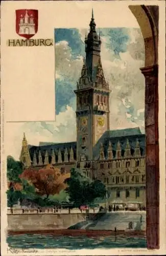 Künstler Wappen Litho Kley, Heinrich, Hamburg, Rathaus, Wappen