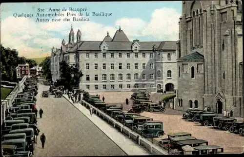 Ak Sainte Anne de Beaupré Quebec Kanada, Autos, Basilika