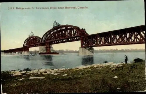 Ak Montreal Quebec Kanada, St. Lawrence River, Brücke