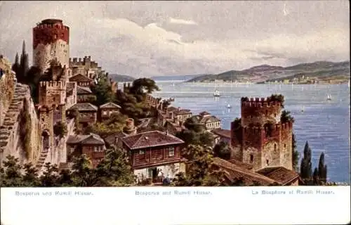 Künstler Ak Perlberg, F., Konstantinopel Istanbul Türkei, Rumeli Hisarı, Bosporus