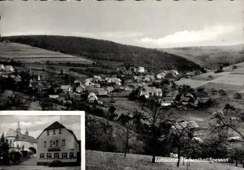 Ak Hessenthal Mespelbrunn im Spessart, Fremdenpension Zum Goldenen Fass, Panorama