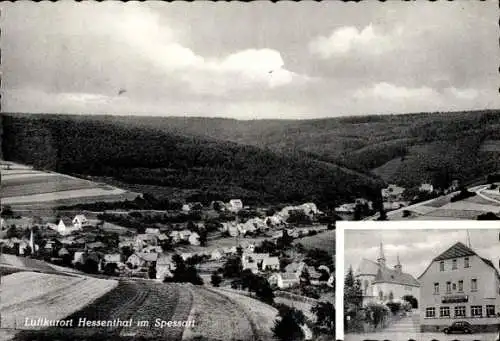 Ak Hessenthal Mespelbrunn im Spessart, Fremdenpension Zum Goldenen Fass, Panorama