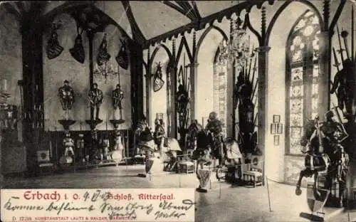 Ak Erbach im Odenwald Hessen, Schloss, Rittersaal