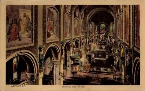 Ak Arenberg Koblenz am Rhein, Kirche, Innenansicht