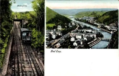 Ak Bad Ems an der Lahn, Malbergbahn, Panorama