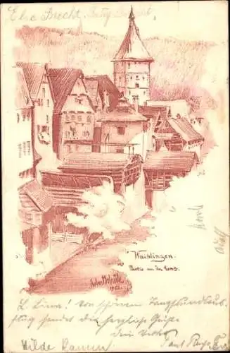 Künstler Ak Waiblingen in Württemberg, Remspartie