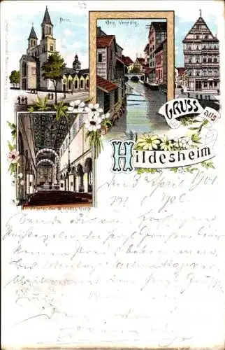 Litho Hildesheim in Niedersachsen, Dom, Klein Venedig, Inneres der Kirche
