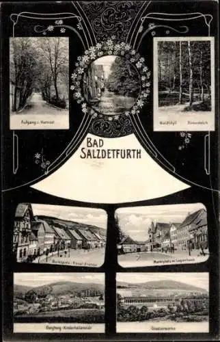 Ak Bad Salzdetfurth in Niedersachsen, Marktplatz, Hauptstraße, Logierhaus, Gradierwerke