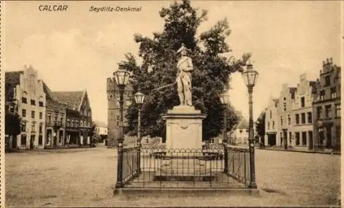 Ak Kalkar Niederrhein, Seydlitz Denkmal am Marktplatz