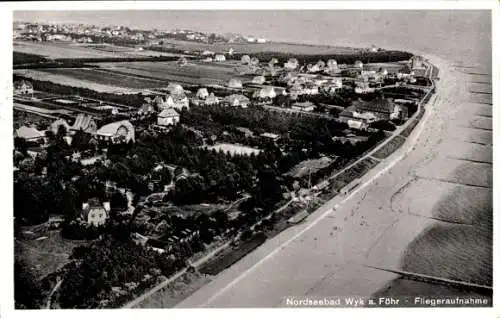 Ak Wyk auf Föhr in Nordfriesland, Fliegeraufnahme, Strand