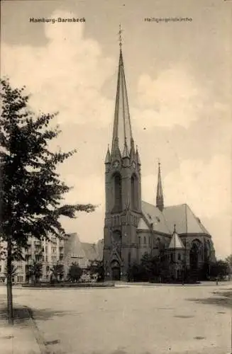 Ak Hamburg Nord Barmbek, Heiligengeistkirche, Platz