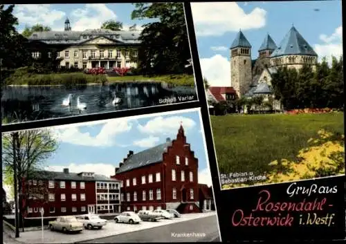 Ak Osterwick Rosendahl im Münsterland Westfalen, Schloss Varlar, St. Fabian und Sebastian-Kirche