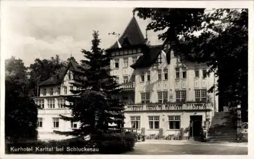 Ak Karlovo Údolí Karlthal Šluknov Schluckenau Reg. Aussig, Sommerfrische, Kurhotel